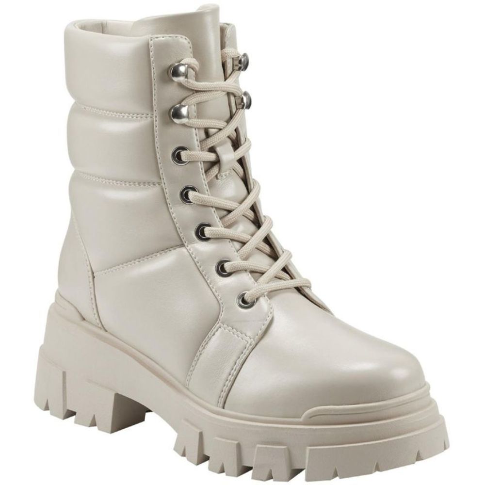 Marc Fisher Cream Platform Lace-Up Combat Boots